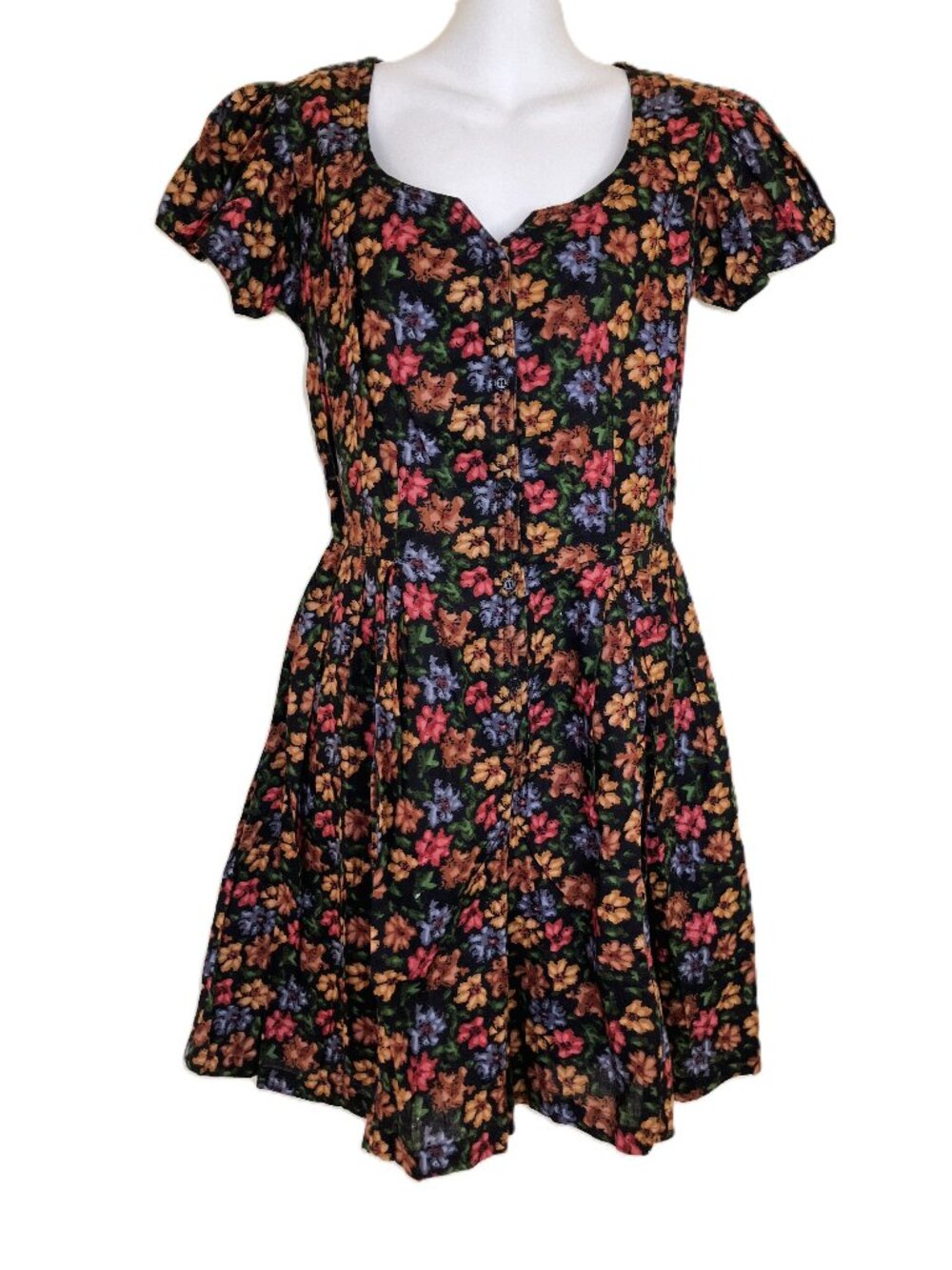 Variations Brand One Piece Romper Short Sleeves Floral Print Vintage 90s